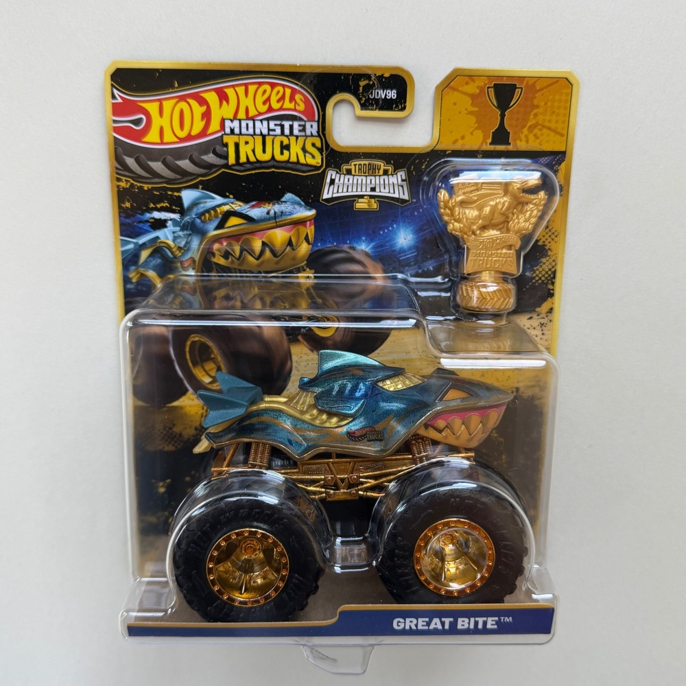 Hot Wheels Monster Trucks Great Bite Trophy Champions Shark Diecast Toy JDV96
